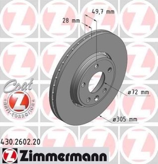 Диск гальмівний ZIMMERMANN 430.2602.20