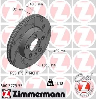 Диск тормозной ZIMMERMANN 600.3225.55 (фото 1)