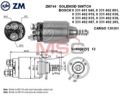 Втягувальне реле стартера ZM ZM744